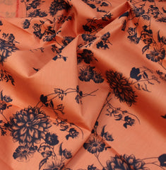 Premium Quality100% Cotton Floral Drill 55" Orange - Pound A Metre