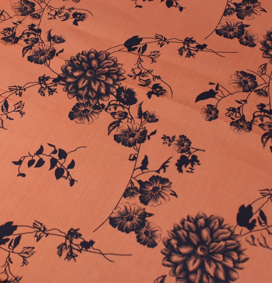 Premium Quality100% Cotton Floral Drill 55" Orange - Pound A Metre