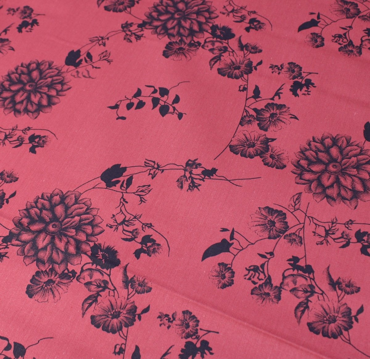 Premium Quality100% Cotton Floral Drill 55" Red - Pound A Metre