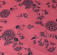 Premium Quality100% Cotton Floral Drill 55" Red - Pound A Metre