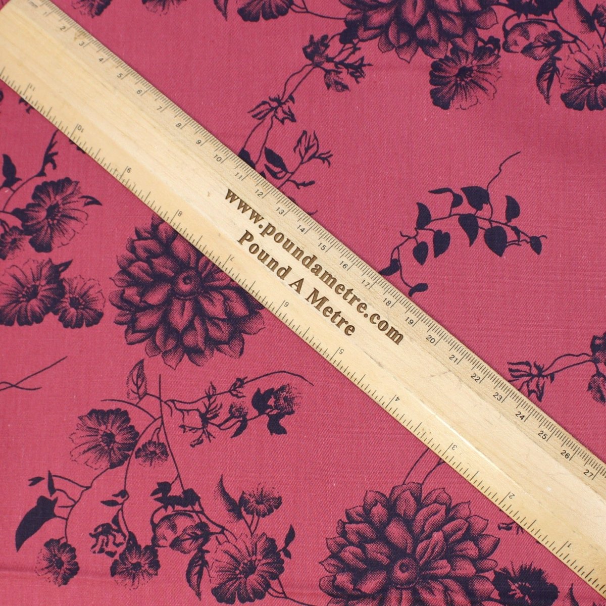 Premium Quality100% Cotton Floral Drill 55" Red - Pound A Metre