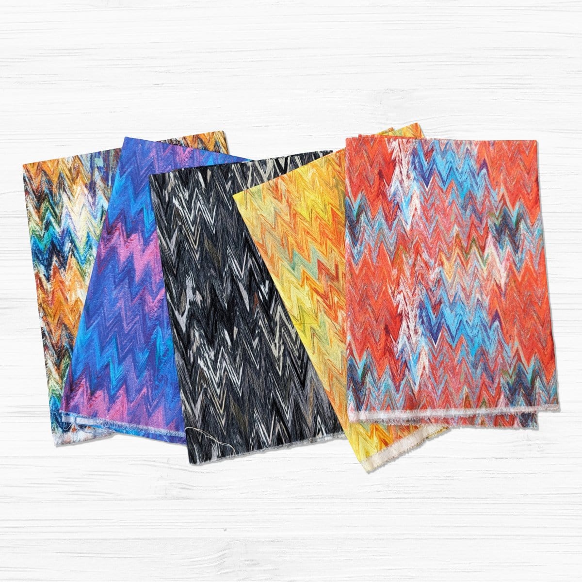Pound A Metre Printed Cotton Fabric Bundle- Chevron Oil Paint (2.5 Metres or 5 Metres) (Black Friday Sale)