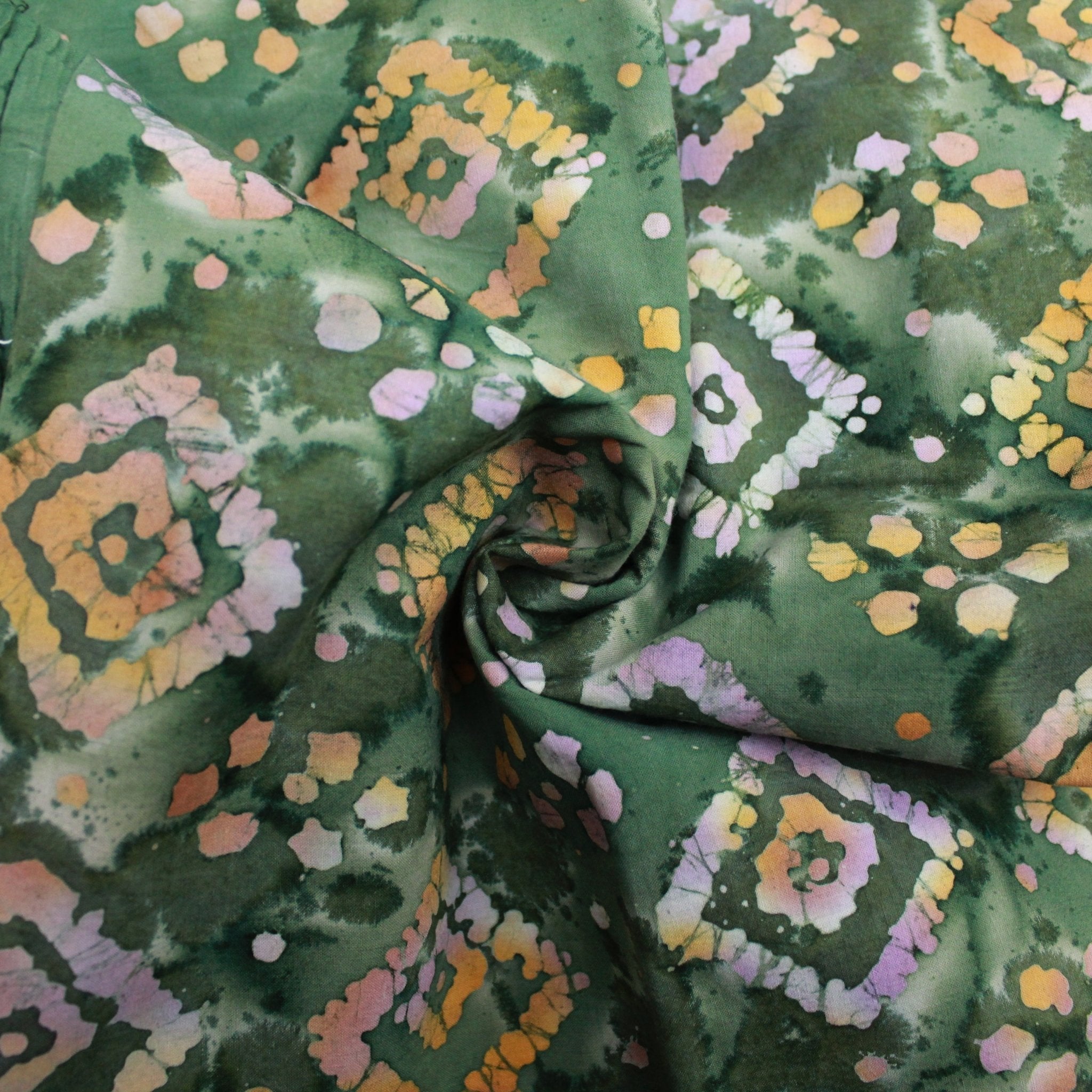 Quality 100% Cotton, Premium Batik, Diamond Splash 45" Wide Green - Pound A Metre