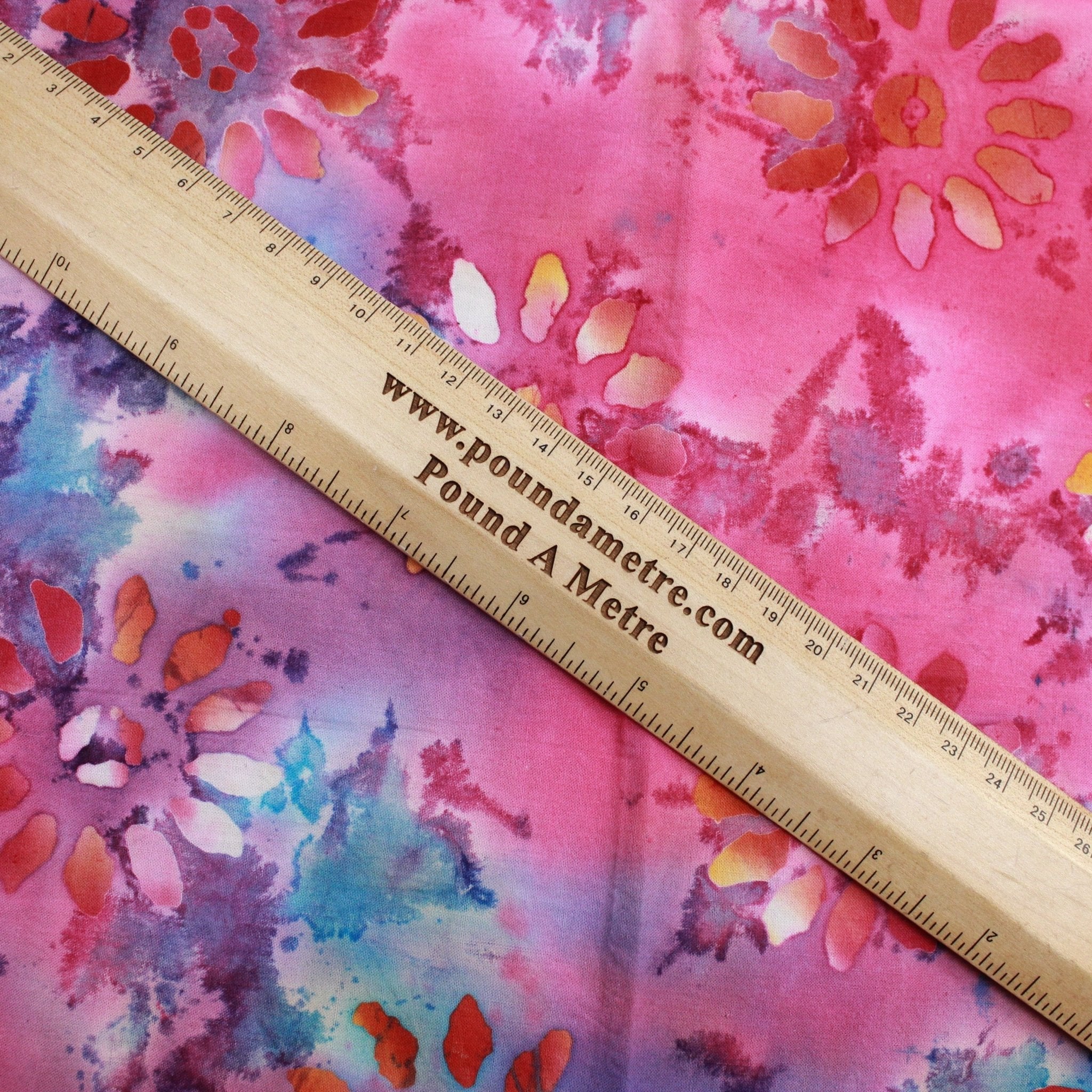 Quality 100% Cotton, Premium Batik, Flower-Works 45" Wide Pink - Pound A Metre