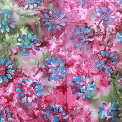 Quality 100% Cotton, Premium Batik, Flower-Works 45" Wide Pink & Green - Pound A Metre