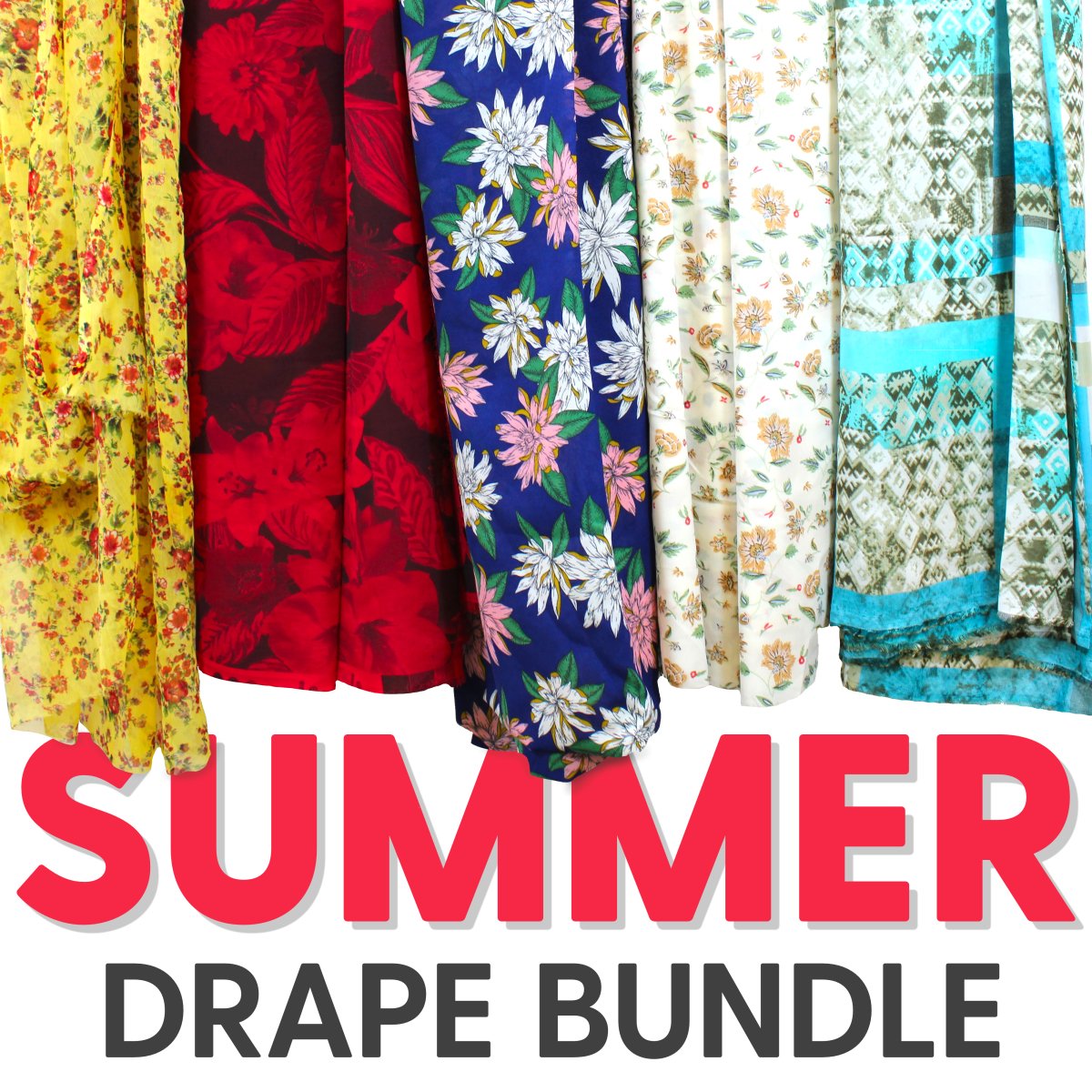 Super Printed Summer Drape Bundle 15 Metres, 5 Designs - Pound A Metre