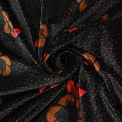 Super Soft Floral Stretch Velvet 60" Wide Amber & Red - Pound A Metre