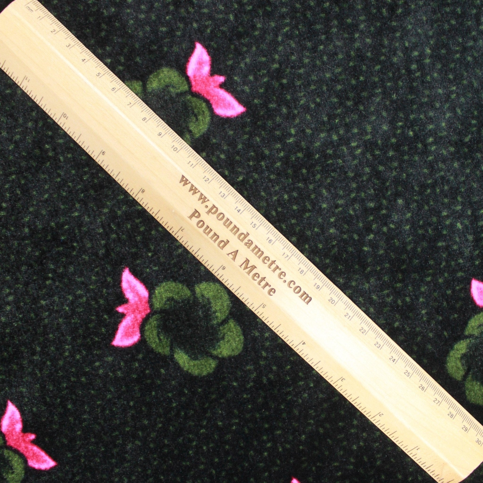 Super Soft Floral Stretch Velvet - 60" Wide Pink & Green - Pound A Metre