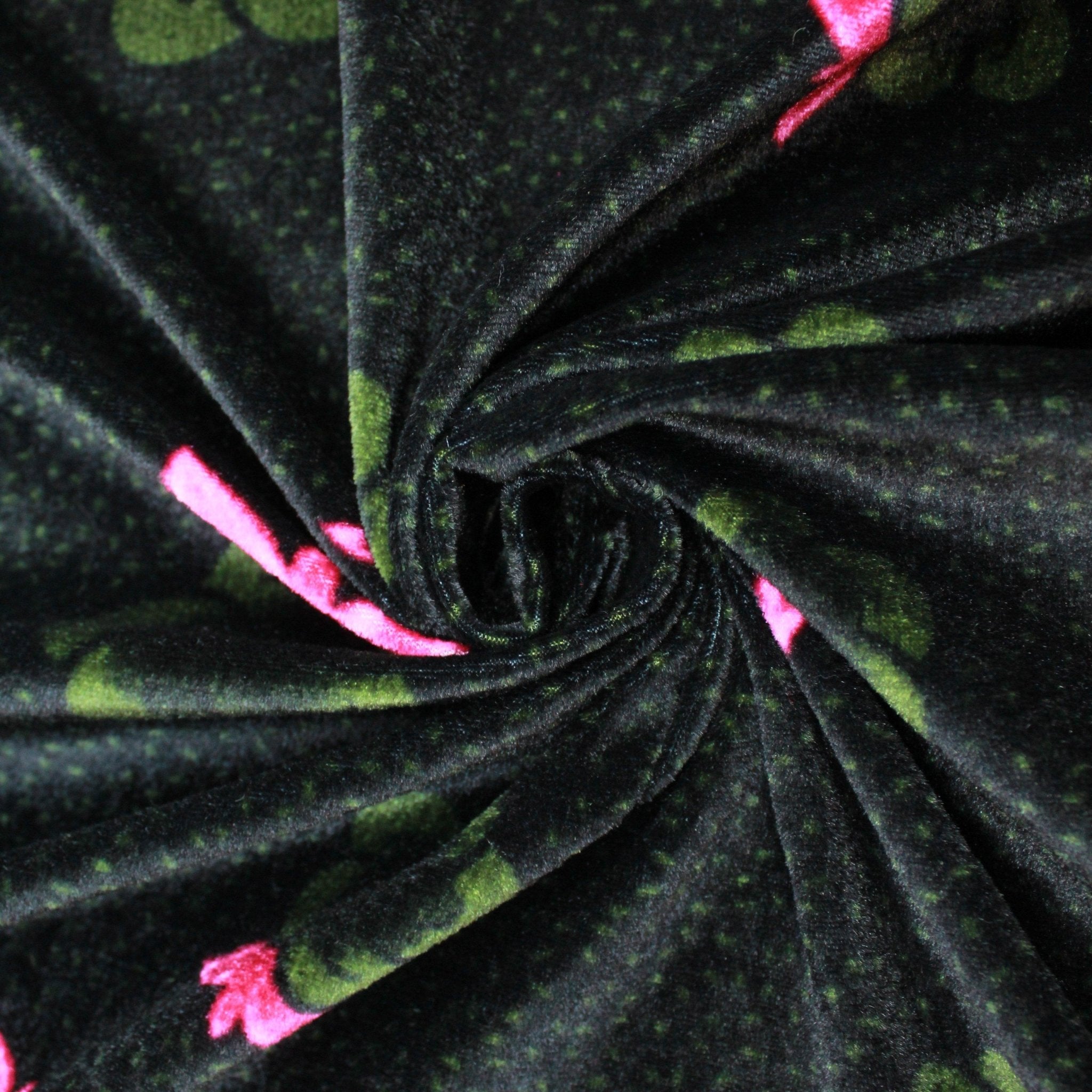 Super Soft Floral Stretch Velvet - 60" Wide Pink & Green - Pound A Metre