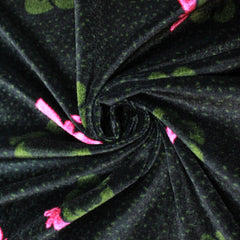 Super Soft Floral Stretch Velvet - 60" Wide Pink & Green - Pound A Metre