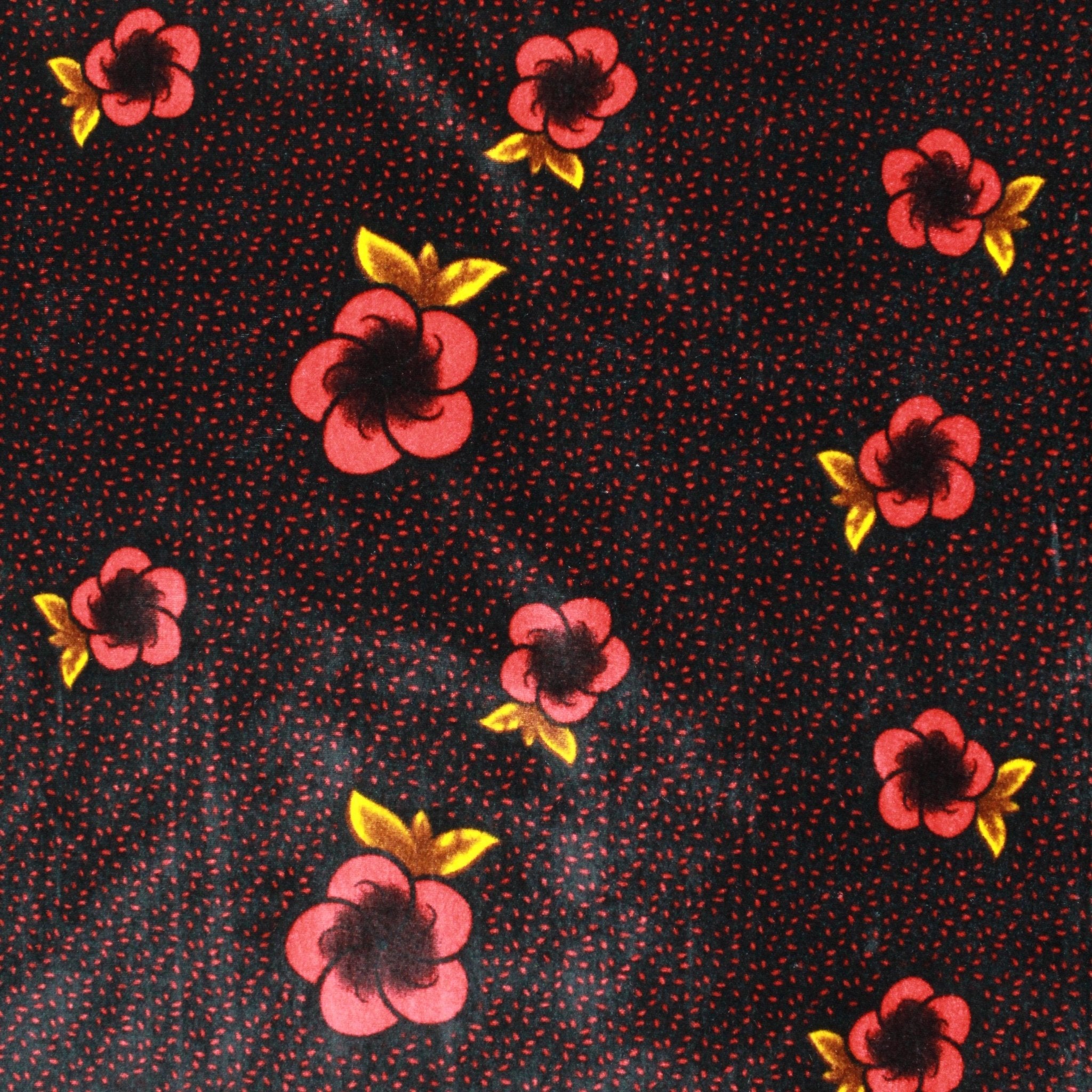 Super Soft Floral Stretch Velvet - 60" Wide Red & Yellow - Pound A Metre