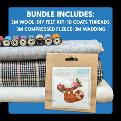 Winter Recap Fabric Bundle- Wool, Fleece, Wadding, Thread & More! - Pound A Metre